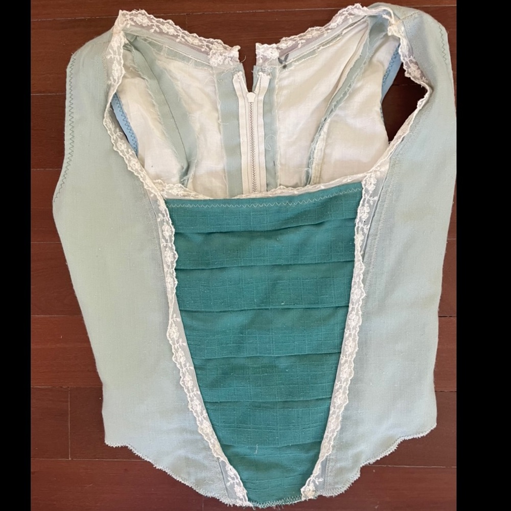 Xs corset and sheer ruffle shirt to go underneath